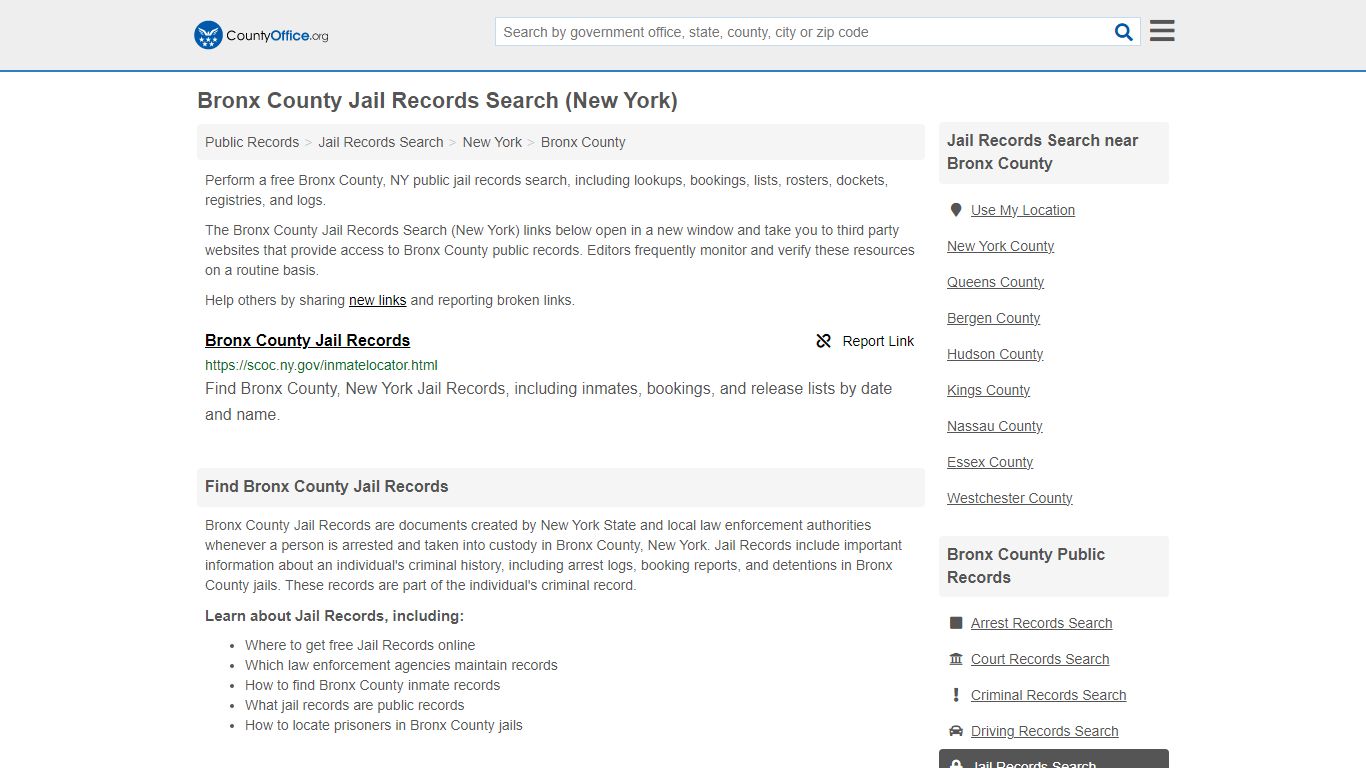 Jail Records Search - Bronx County, NY (Jail Rosters & Records)