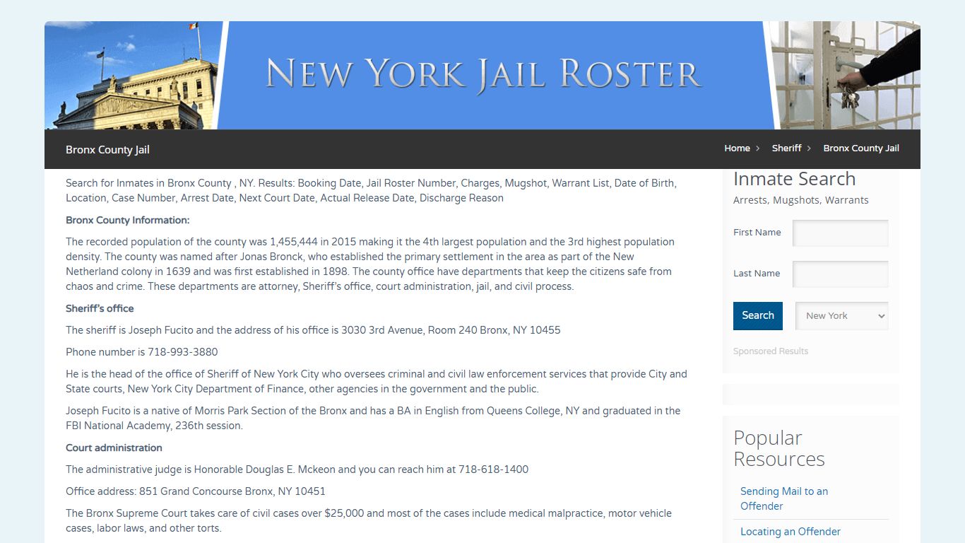Bronx County Jail | Jail Roster Search