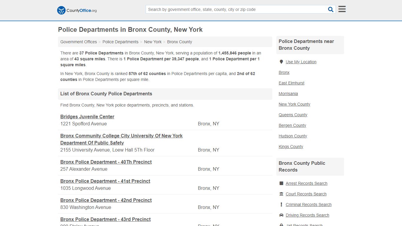 Bronx County, NY (Arrest Records & Police Logs) - County Office
